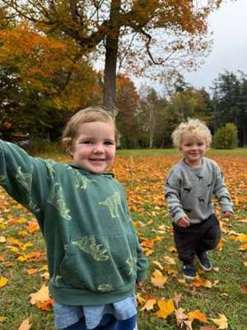 Children exploring autumn leaves